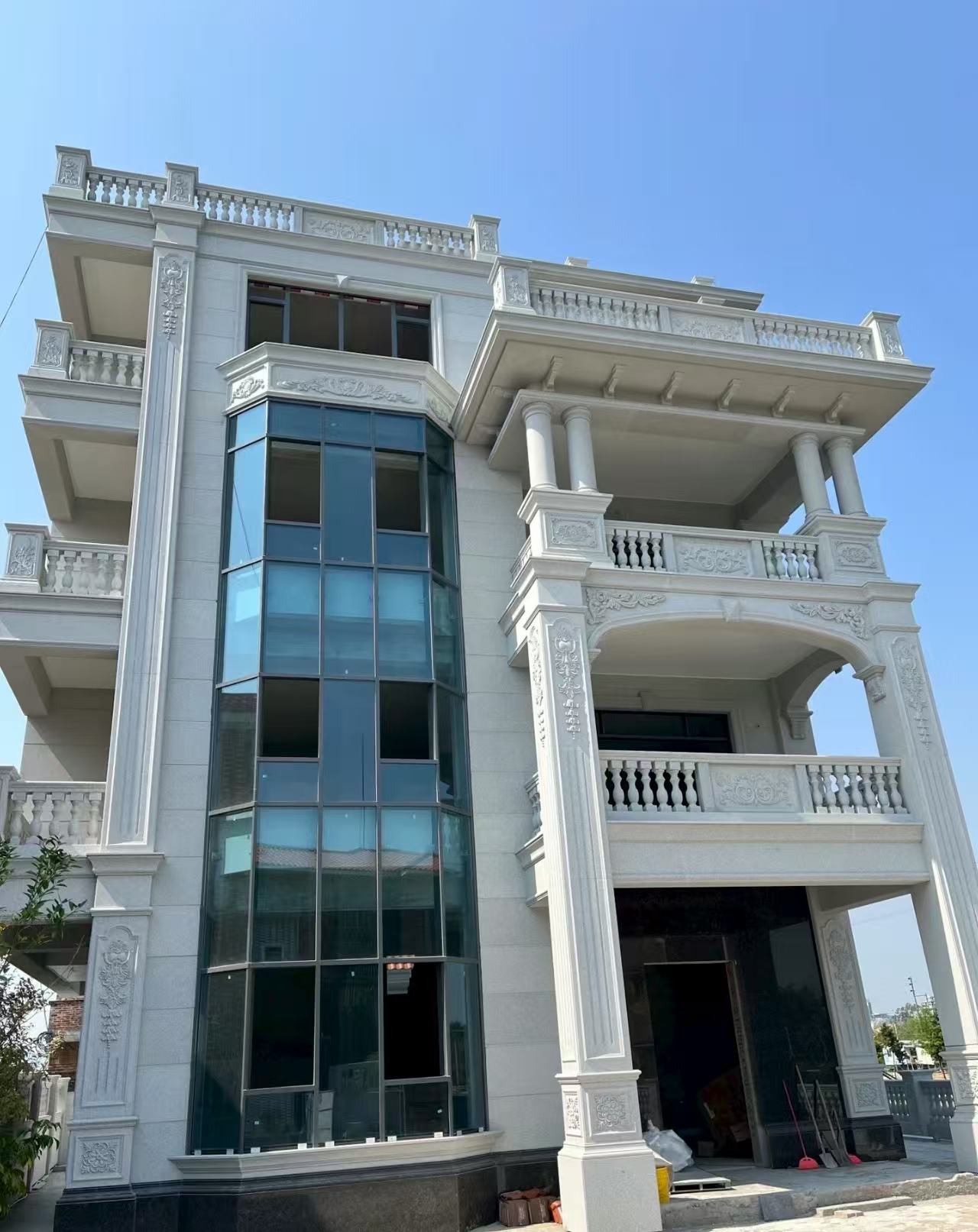 舟山 芝麻白花岗岩别墅外墙干挂效果展示