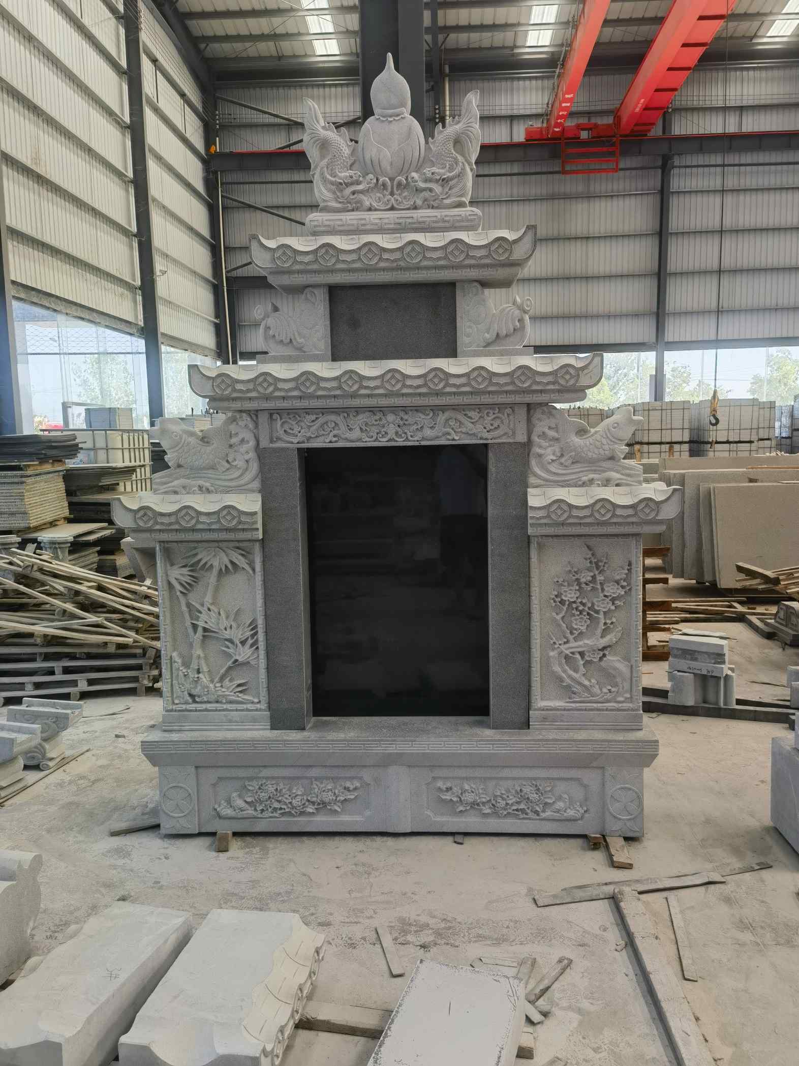 舟山 芝麻灰高档墓碑、土墓，一套也支持定做