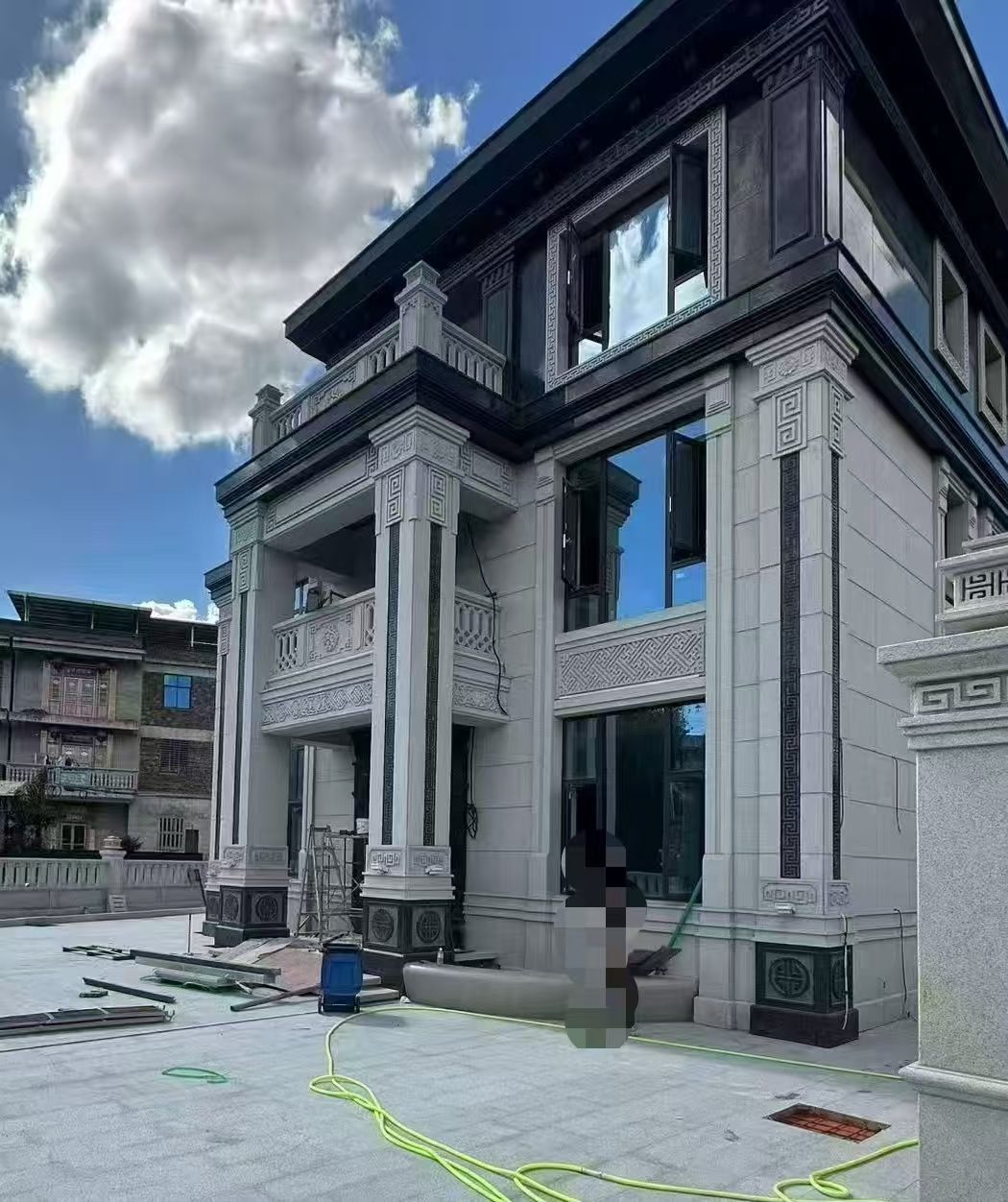 舟山 别墅干挂，芝麻白与芝麻黑完美配合